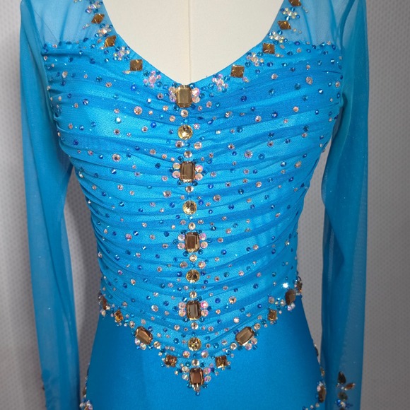 Dresses & Skirts - Sparkly and Beautiful Blue Figure Skating Competition Dress XS